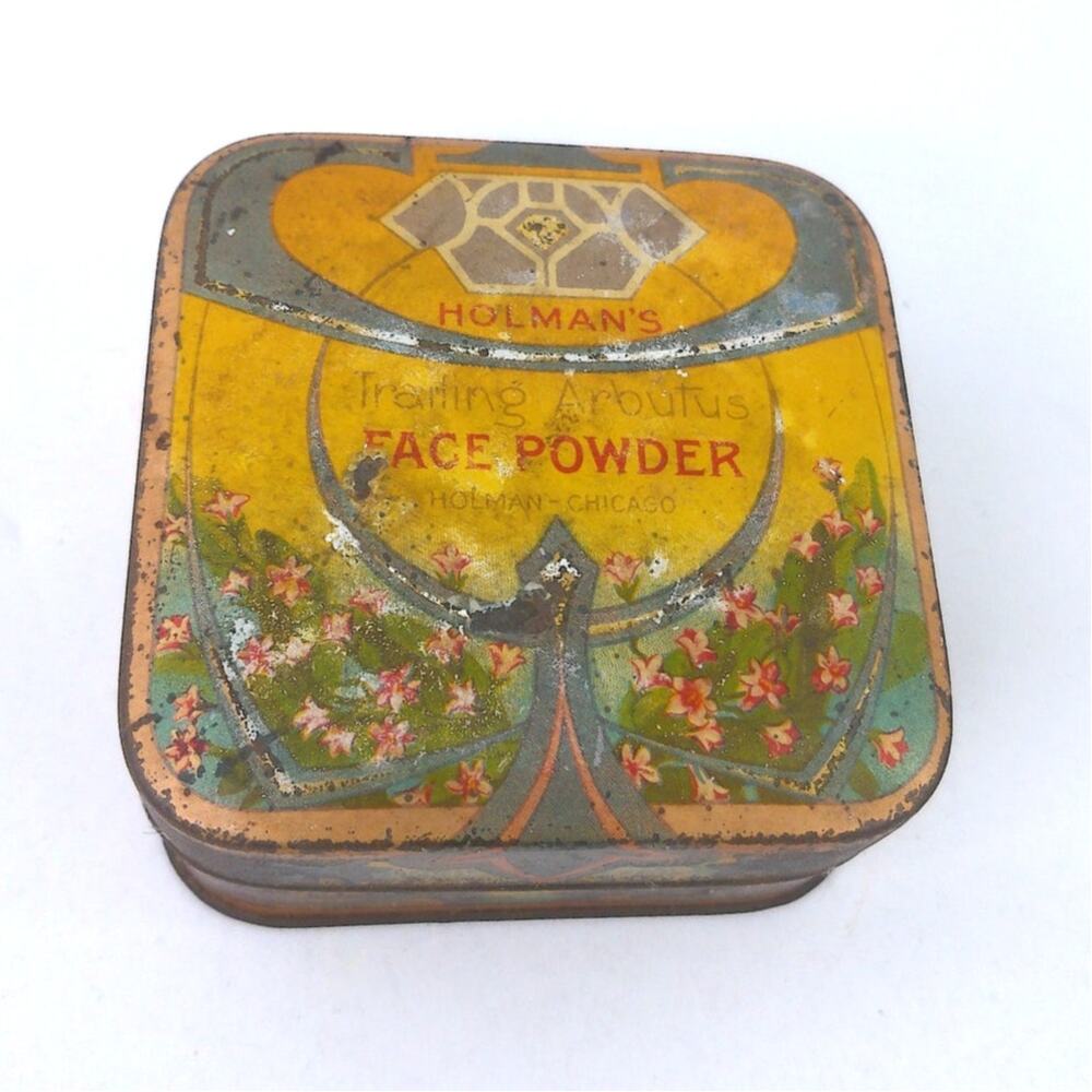 Antique 1920s Holmans Face Powder Tin